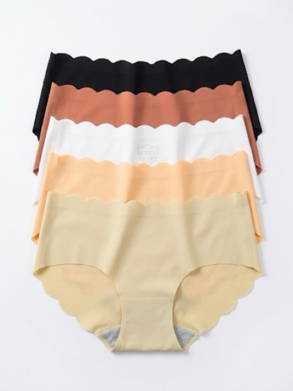 Seamless Scalloped Edge Kids Underwear - Pack of 5, Mixed Colors